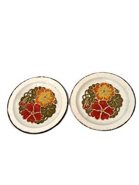 2 Midwinter Stonehenge Nasturtium Dinner Plates 9" Excellent Condition 70s MCM